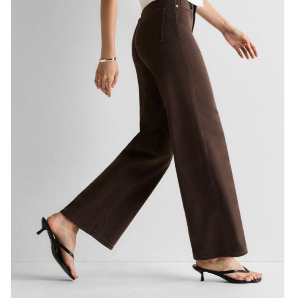 Quince Bella Stretch Wide Leg Jeans Coffee Bean Brown 24x32 NWT - Picture 3 of 5